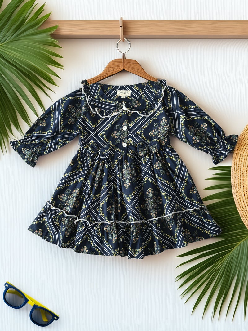 Bella Moda Abstract Printed Dress for Girls